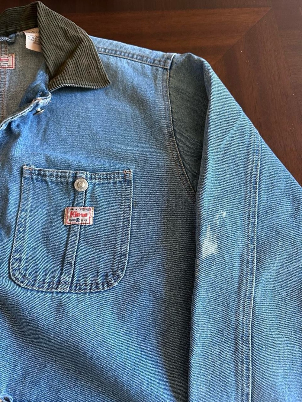 Vintage Kikomo Barn Chore Denim Jacket Corduroy Collar Women’s Size M - Picture 3 of 6